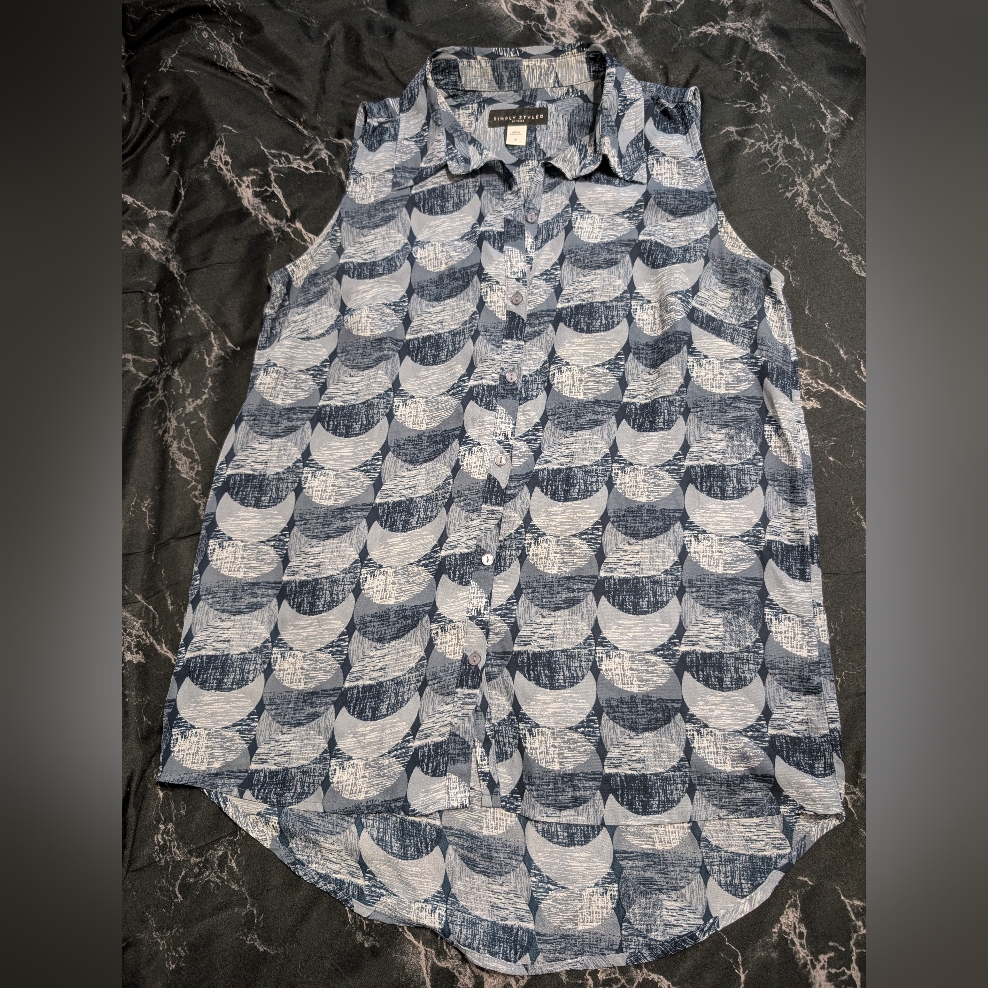Blue Patterned Button Down Shirt